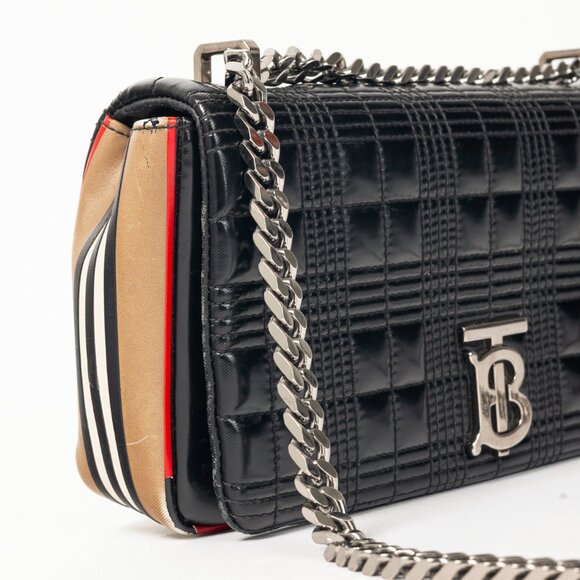 Burberry Lola Small Black Quilted Leather Icon-Stripe Shoulder Bag - Picture 8 of 13